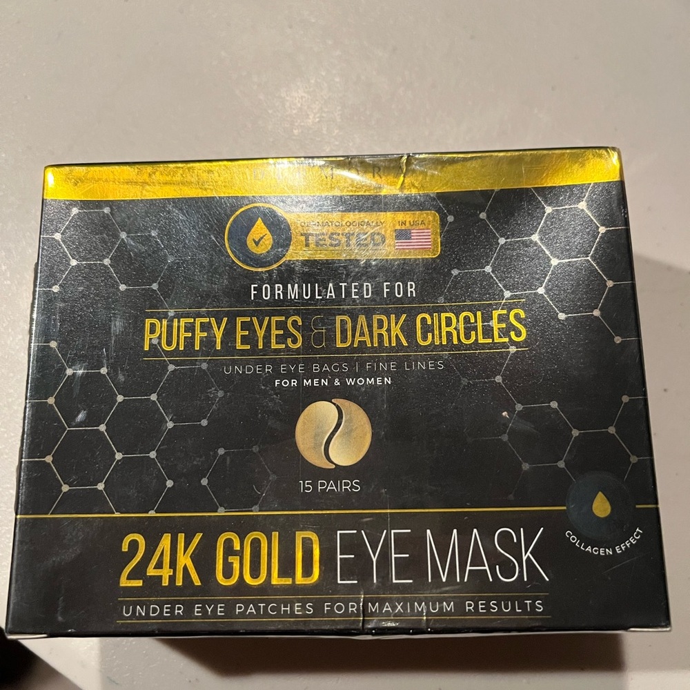 24K Gold Eye Mask for Puffy Eyes and Dark Circles for men or women